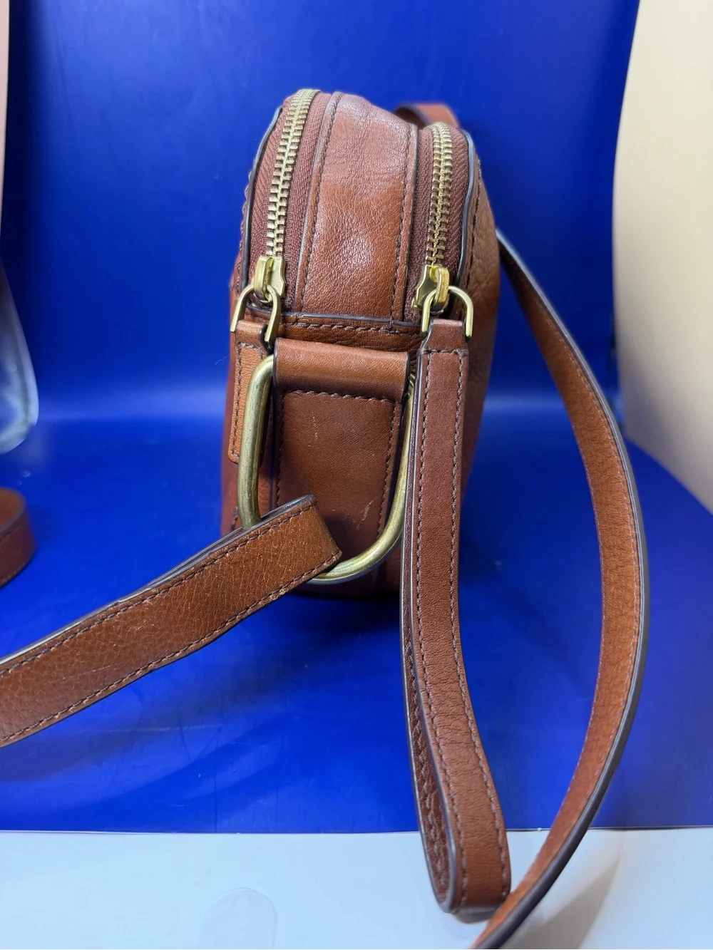 Fossil “Elle” Small Crossbody Brown Leather Bag